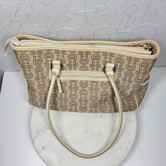 Vintage Etienne Aigner Monogram Logo Tote Shoulder Bag Large Office Pockets - Picture 5 of 16